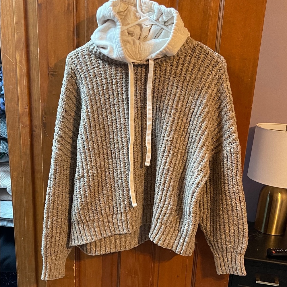 Aerie Offline Beige Knit Hoodie